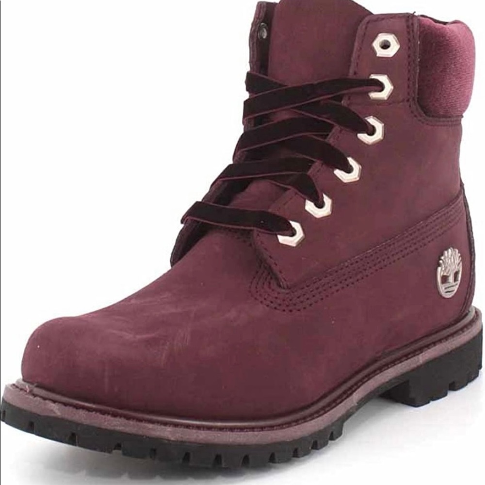 Maroon Timberland boots